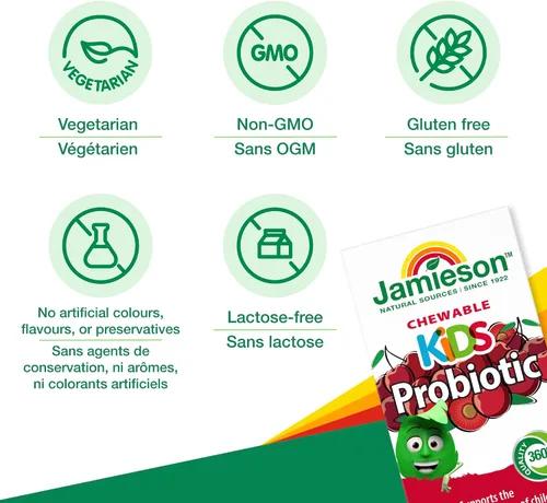 Vista 4 de Jamieson Probiótico masticable para niños, 60 pestañas masticables