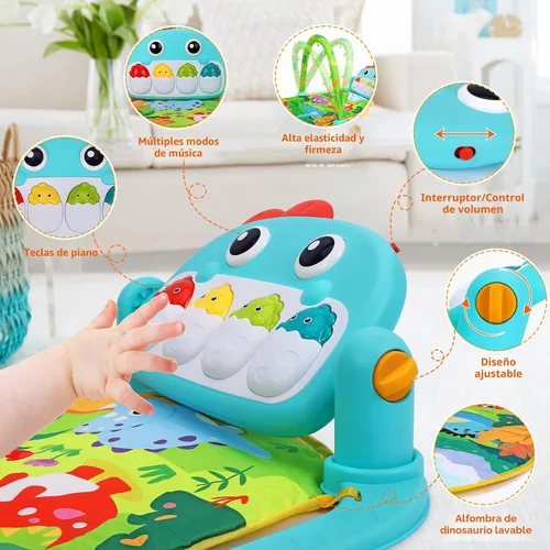 Vista 7 de UMIKU Alfombrillas de Gimnasio de Juego para Bebé Tapete para el Tiempo Boca Abajo Centro de Actividades Musicales para Bebés Recién Nacidos Piano