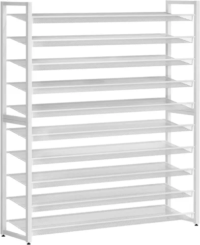 Vista 11 de Zapatero de metal, organizador de zapatos grande de 8 niveles, zapatero vertical de metal resistente de 4 niveles apilable para almacenamiento