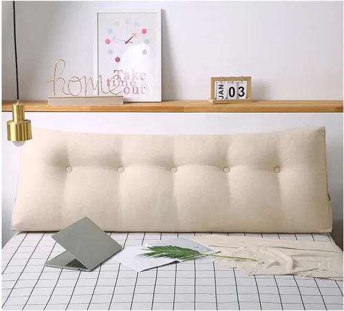Vista 4 de Almohada triangular para cabecero, almohada de cuña grande para respaldo de lectura para sofá cama, cojín triangular con bolsillo y funda extraíble