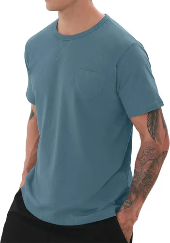 Vista 2 de YTD Camisetas para hombre - Camisetas de algodón de alta calidad con cuello redondo S - 3XL