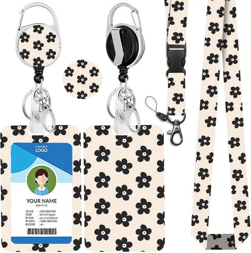Vista 9 de Cordones azul bebé para llaves Portador de Insignias, Carrete de Insignias Retráctil con Clip de Mosquetón y Cordón Desmontable, Linda Tarjeta