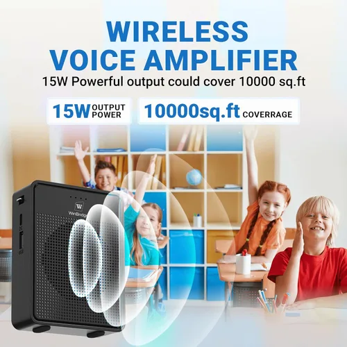 Vista 4 de Amplificador de Voz con Micrófono Inalámbrico y Auriculares, Micrófono Ultra Portátil de Sonido Original y Altavoz, Megafono de 15W con Micrófono
