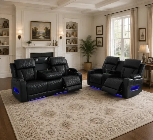 Vista 18 de Pon Living Luxurious Leather Reclining Sofa Set with LED for Living Room