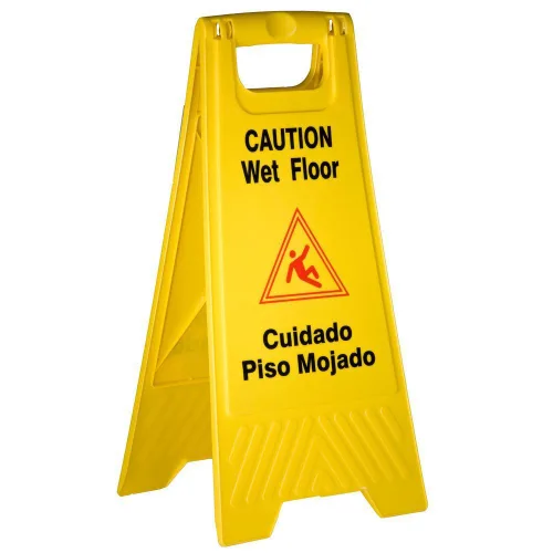 Vista 4 de Tiger Chef Letrero amarillo de precaución para suelo mojado, plegable de 2 caras, letrero de seguridad para el piso, precaución piso mojado de 24