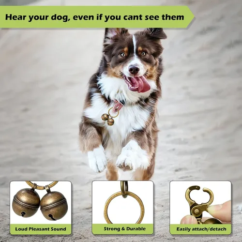 Vista 4 de Cat & Dog Collar Bell, Pack of 2, Extra Loud Dog Bell for Pet Tracking & Saving Wildlife, Birds, Durable Iron Split Ring & Lobster Bell Clip