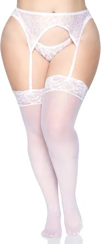 Vista 7 de Leg Avenue Conjunto de liguero y tanga de encaje para mujer