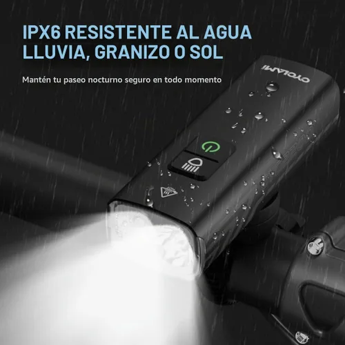 Vista 2 de Juego de luces para bicicleta – 2000 lúmenes USB recargable y luz trasera de seguridad, 5+4 modos, visibilidad de 656.2 ft, montaje sin