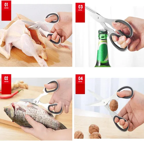 Vista 8 de Utoolmart Tijera de cocina de 7 pulgadas, cizalla multiusos para pollo, aves de corral, pescado, carne, barbacoa, 1 unidad