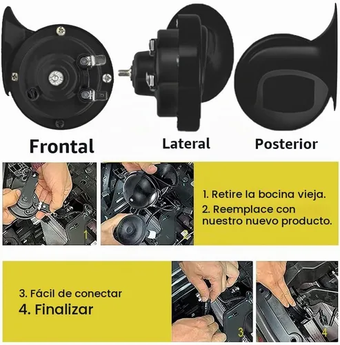 Vista 4 de 2 bocinas de tren súper fuertes de 300 dB, kit de repuesto de bocinas dobles de aire impermeables de 12 V, accesorios automotrices, kit de bocina