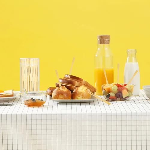 Vista 6 de Dongming Tenedores de bambú en miniatura para aperitivos (110 unidades, 3.5 pulgadas, doble punta, biodegradables)