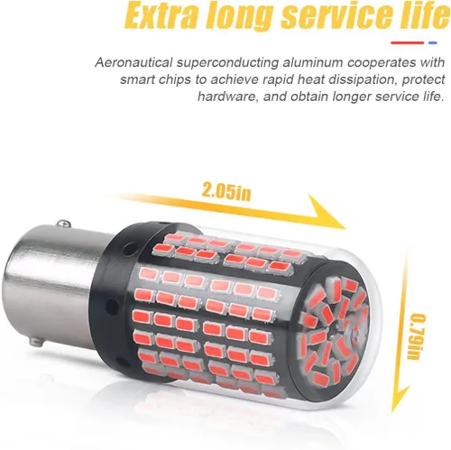 Vista 4 de Paquete de 2 bombillas LED de freno 1157, bombilla de repuesto BAY15D de 12 V-24 V para freno de reversa, cola de correr, estacionamiento, universal