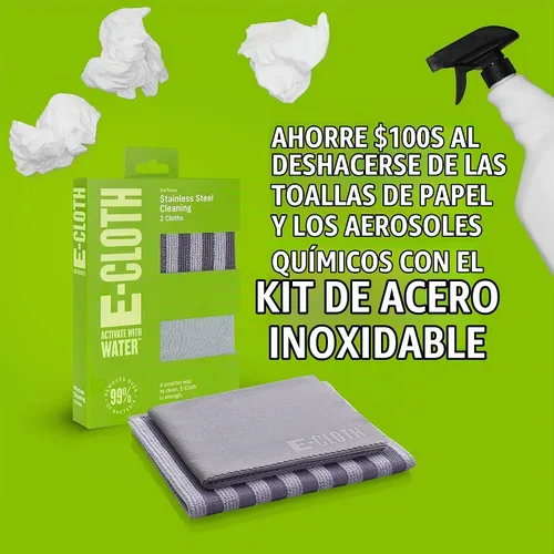 Vista 9 de Kit de Paño de Limpieza de Microfibra de Acero Inoxidable E-Cloth - Limpiador de Acero Inoxidable para Electrodomésticos, Horno, Estufa y Más