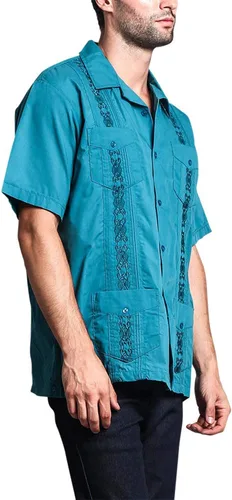 Vista 4 de G-style EE. UU. Remera playera mangas cortas de guayabera cubana para hombres