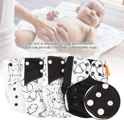 Vista 3 de 4 fundas para pañales de bebé, lavables y reutilizables, cómodas, suaves, secas y transpirables, tamaño ajustable (1#)