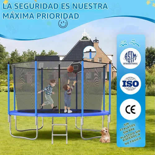 Vista 4 de 10FT 12FT 14FT Kids Outdoor Trampoline with Net 450LBS