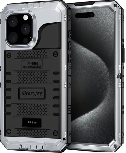 Vista 22 de Beasyjoy Funda de Metal para iPhone SE 2022/2020/8/7, Funda Impermeable Resistente con Protector de Pantalla, Protección de Cuerpo Completo Grado