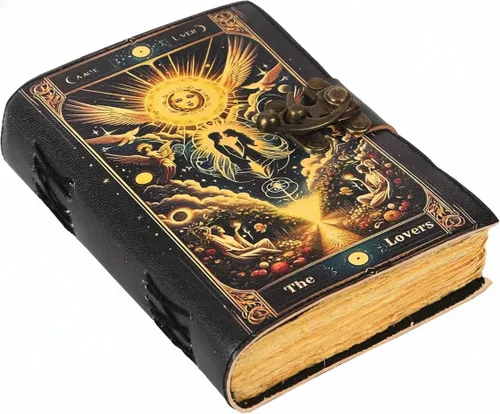 Vista 14 de Book of Spells - Diario encuadernado en cuero con papel de borde irregular, grimorio, diario impreso del Tercer Ojo, suministros de brujería