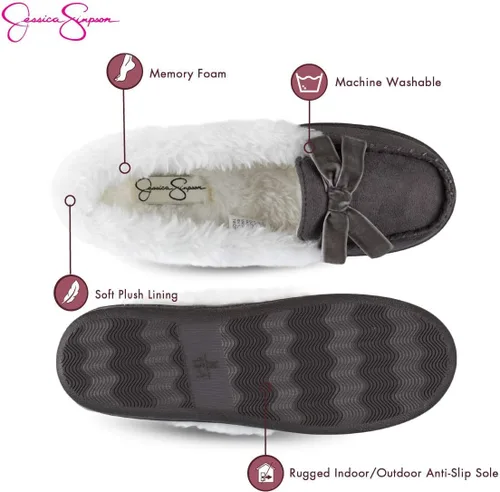 Vista 3 de Jessica Simpson Mocasín de microgamuza para interiores y exteriores para niña