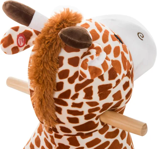 Vista 9 de Qaba Kids Plush Ride-On Rocking Horse Toy with Song for 18-36 Months Brown