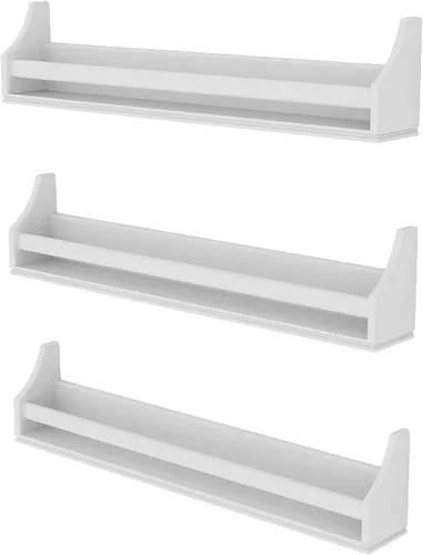 Vista 7 de Conjunto de 3 estanterías de pared resistentes de madera de abedul para habitaciones infantiles