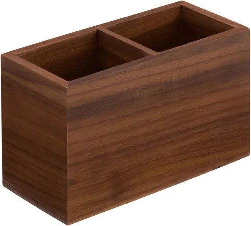 Vista 7 de KORUA Portalápices de madera de nogal (ranuras dobles) para escritorio