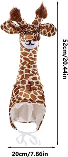 Vista 4 de Amosfun Sombrero de jirafa para fiesta de animales para padres e hijos, accesorio interactivo para disfraz de escenario, gorra de jirafa con correa