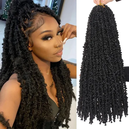 Vista 13 de Leeven Cabello de ganchillo de 12 pulgadas de color marrón mariposa 30#