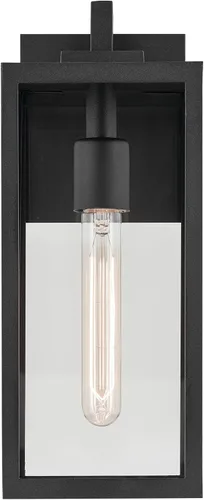 Vista 3 de Kichler Branner 59111BKT - Lámpara de pared tradicional para exteriores, con textura negra, de lujo, con cristal transparente, para puertas