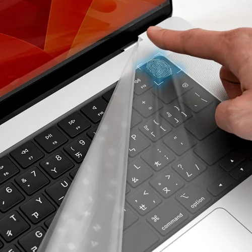 Vista 8 de GOS Keyboard Cap Pro para MacBook Pro de 13" [2 unidades] – Película patentada de 0.001 in de cobertura completa con soporte Touch ID sin perforar