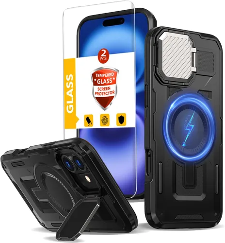 Vista 120 de Funda magnética para Google Pixel 9A compatible con cargador inalámbrico MagSafe, para Pixel 9A, funda de teléfono integrada de 360 °, con 2