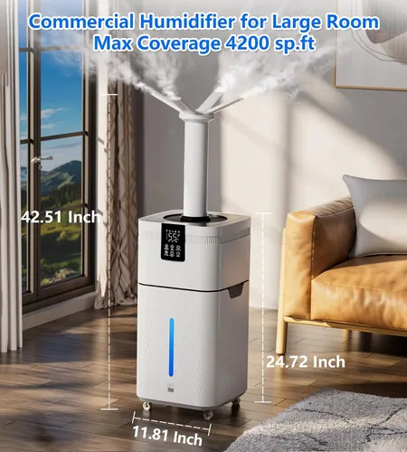 Vista 2 de Humidificador comercial de 30 l/7.93 galones para habitación grande, 4200 pies cuadrados, humidificadores de 101.4 fl oz/h para toda la casa