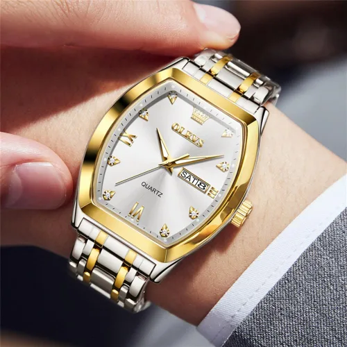 Vista 3 de OLEVS Men Watches Square Business Dress Diamond Analog Quartz Date Luxury Watch for Men Casual Stainless Steel Waterproof Luminous Wrist Watch
