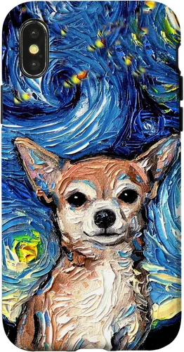 Vista 5 de Aja - Funda para iPhone 17, diseño de perro de noche estrellada, color marrón