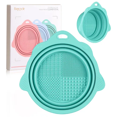 Vista 11 de Cuenco Limpiador de Brochas de Maquillaje Plegable de Silicona - Etercycle Herramienta de Limpieza Portátil para Brochas, Borlas de Polvo y Esponjas