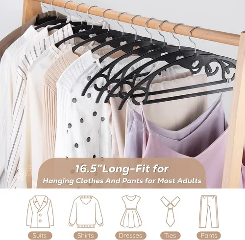 Vista 6 de Perchas de plástico negras para ropa, paquete de 30 Negro