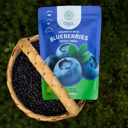 Vista 8 de ÖSEL BERRY Arándanos secos orgánicos, bayas azules silvestres 100% sin azúcar Arándanos liofilizados seleccionados a mano - Orgánico y fresco