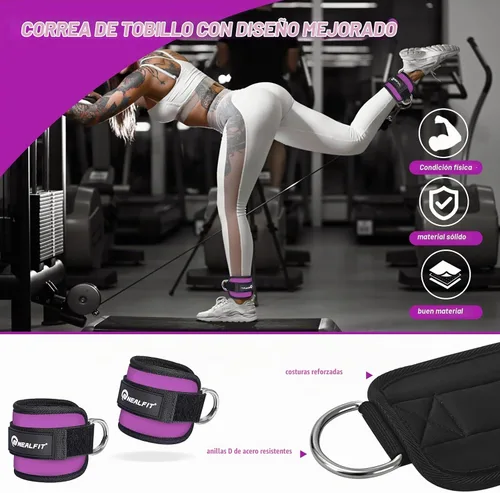 Vista 4 de NEALFIT Juego de almohadillas para pesas para sentadillas, estocadas y empujes de cadera, almohadilla protectora de cuello y hombro, barras Púrpura