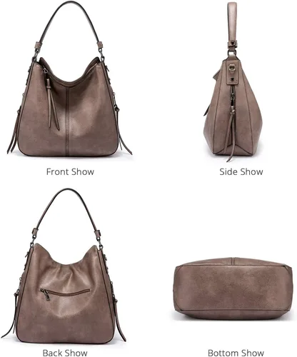 Vista 2 de Realer Handbags for Women Hobo Bags Large Crossbody Shoulder Bag Vegan Faux Leather, with HolsterWallet