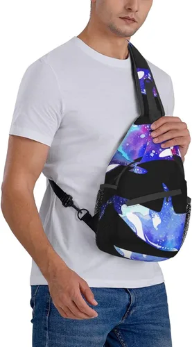 Vista 8 de LYNSAY Orca Killer Whale - Bolso cruzado en el pecho, bolso casual con correa, mochila de viaje ligera para hombres y mujeres para adultos