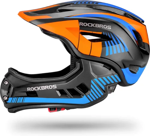 Vista 11 de ROCKBROS Casco integral para niños Cascos de bicicleta para niños Casco ligero de bicicleta de montaña para niños pequeños Desmontable para MTB BMX