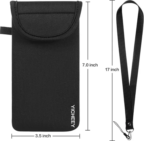 Vista 3 de Funda de neopreno para teléfono con clip para cinturón y correa de cordón compatible con iPhone 17 Pro 16e Air XS Max XR/Galaxy S26 S25 S21 FE Note