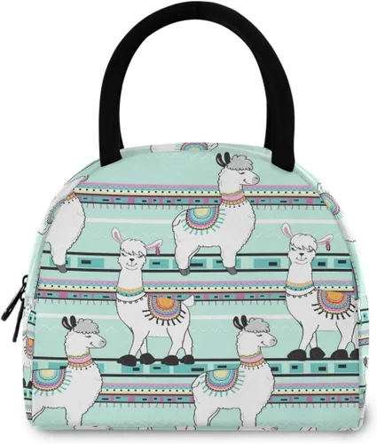 Vista 34 de Bolsa de almuerzo reutilizable con diseño de panal de abeja vintage, con bolsillo frontal, cierre de cremallera, bolsa térmica térmica