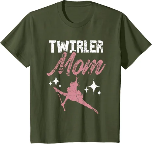 Vista 10 de Twirler Mom Baton Madre Majorette Funny Gymnastic Twirling T-Shirt Negro