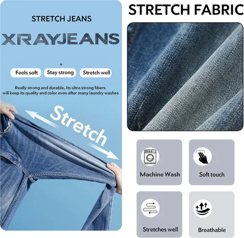Vista 7 de X RAY Pantalones de mezclilla para bebé, cintura elástica en el interior, rasgados, moto, pantalones de mezclilla desgastados