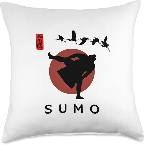 Vista 5 de Sumo Instructor Classic Kanji Calligraphy Font Principiante Caligrafía Font Classic Sumo Design - Almohada (16 x 16 pulgadas), multicolor