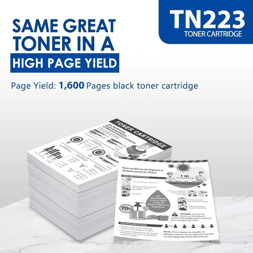 Vista 3 de TN-223BK TN223BK Cartucho de tóner de repuesto para Brother TN-223 TN223 TN223 Black Toner MFC-L3770CDW MFC-L3710CW - Rendimiento de páginas