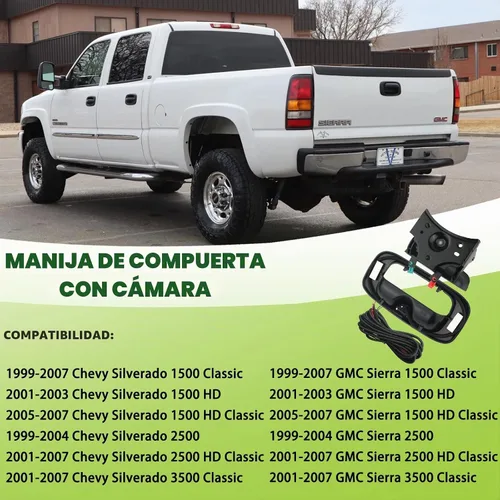 Vista 6 de Cámara de respaldo con manija de puerta trasera Cámara de visión trasera con manija de cierre de puerta Compatible con 1999-2007 Chevrolet Chevy