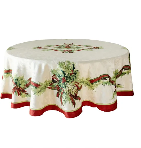Vista 11 de Benson Mills mantel con diseño de moños navideños, 55% algodón, 45% poliéster