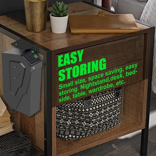 Vista 6 de Caja fuerte biométrica montada para pistolas para mesita de noche, escritorio, junto a la cama, pared, camión - caja fuerte oculta para pistolas